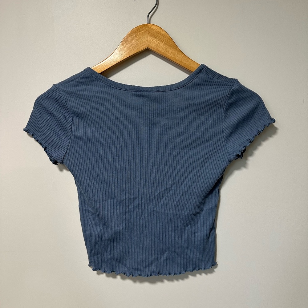 Blue Ribbed Button-Detail Top - Picture 3 of 3